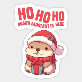 Ho Ho Ho Santa Marmot is Here Sticker